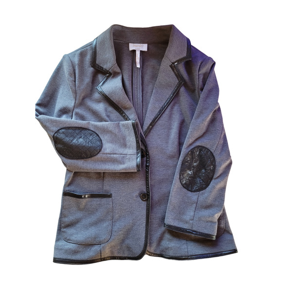 Laundry by Shelli Segal Blazer 6 Faux Leather Trim Preppy Equestrian Quietlux - Picture 3 of 10